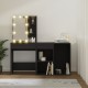 Sonata H LED тоалетка с шкаф, черна, инженерно дърво
