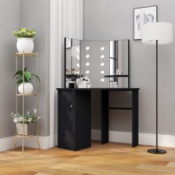 Sonata H Ъглова тоалетка с LED, черна, 111x54x141,5 см - Măsuțe de toaletă și oglinzi