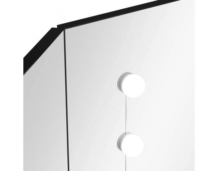 Sonata H Ъглова тоалетка с LED, черна, 111x54x141,5 см
