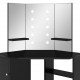Sonata H Ъглова тоалетка с LED, черна, 111x54x141,5 см