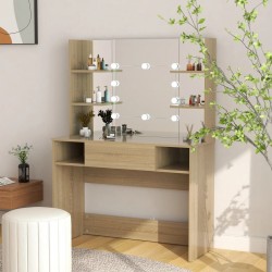 Sonata H Тоалетка с LED лампи, 100x40x135 см, МДФ, дъб - Măsuțe de toaletă și oglinzi