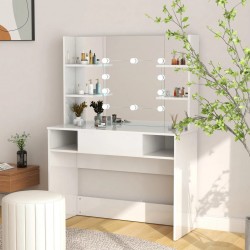 Sonata H Тоалетка с LED лампи, 100x40x135 см, МДФ, сияйно бяло - Măsuțe de toaletă și oglinzi