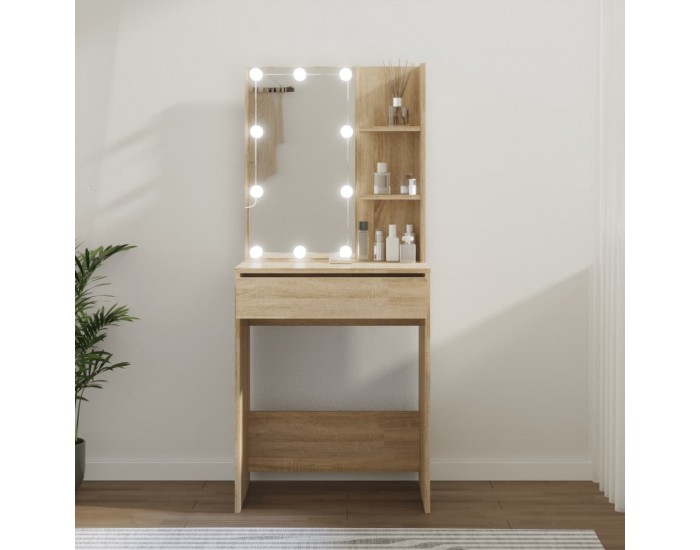 Sonata H Тоалетка с LED, дъб сонома, 60x40x140 см
