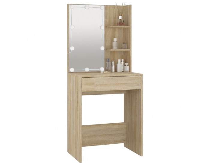 Sonata H Тоалетка с LED, дъб сонома, 60x40x140 см