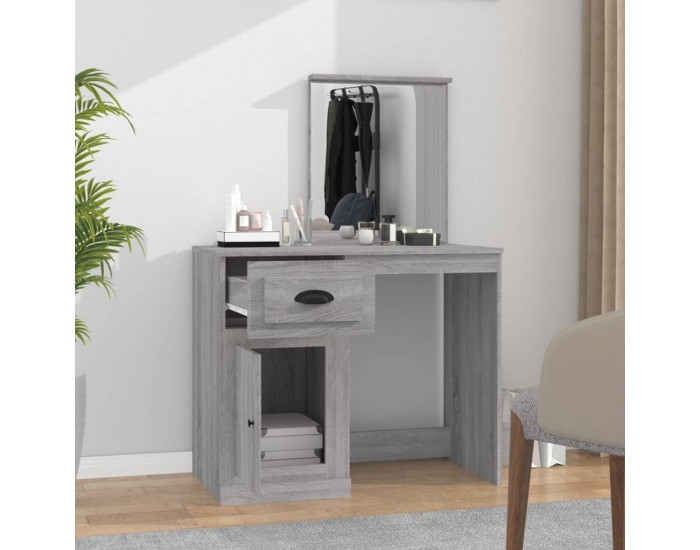 Sonata H Тоалетка с огледало сив сонома 90x50x132,5 см инженерно дърво