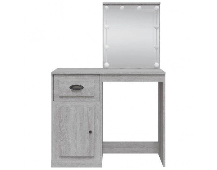 Sonata H Тоалетка с LED лампи, сив сонома, 90x42x132,5 см