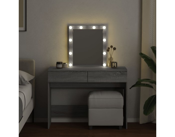 Sonata H Тоалетка с LED, сив сонома, 100x40x130 см