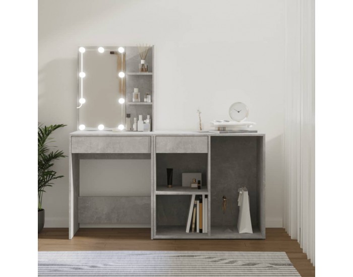 Sonata H LED тоалетка с шкаф, бетонно сиви, инженерно дърво