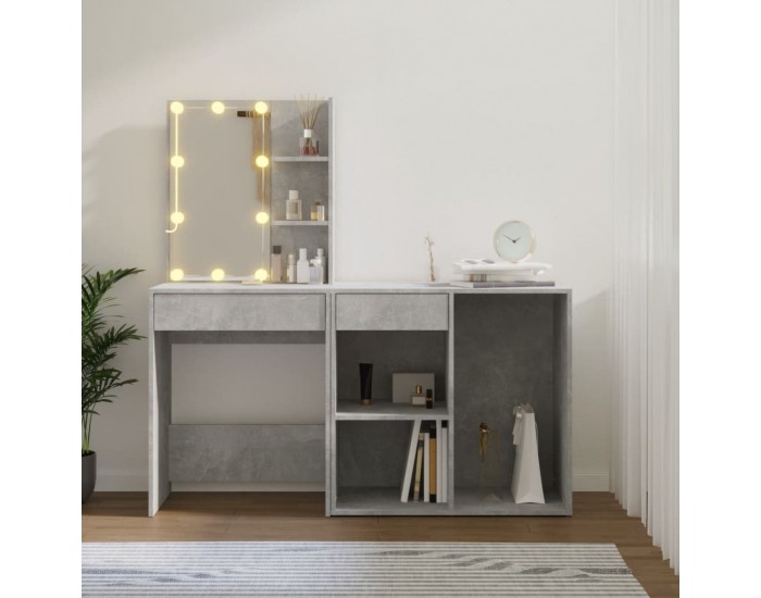 Sonata H LED тоалетка с шкаф, бетонно сиви, инженерно дърво