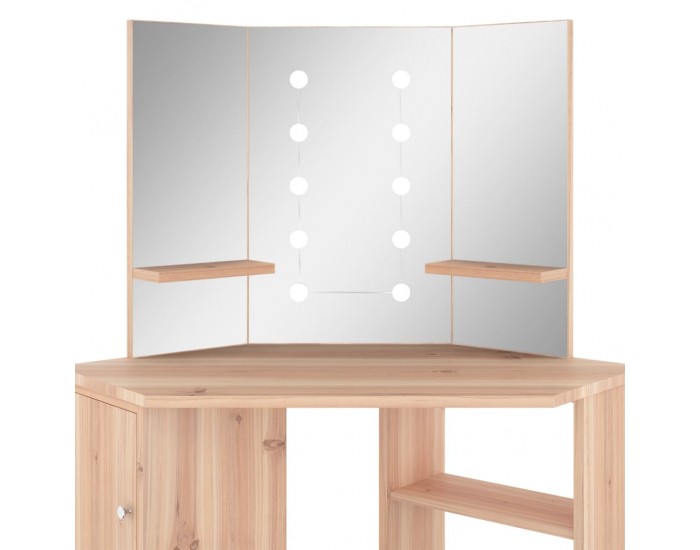 Sonata H Ъглова тоалетка с LED, дъб, 111x54x141,5 см