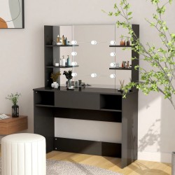 Sonata H Тоалетка с LED лампи, 100x40x135 см, МДФ, черна - Măsuțe de toaletă și oglinzi