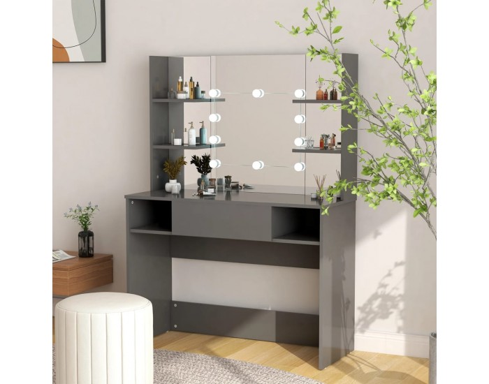 Sonata H Тоалетка с LED лампи, 100x40x135 см, МДФ, сива