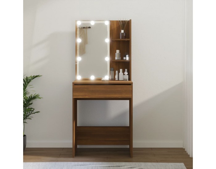 Sonata H Тоалетка с LED, кафяв дъб, 60x40x140 см