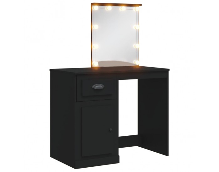 Sonata H Тоалетка с LED лампи, черна, 90x42x132,5 см