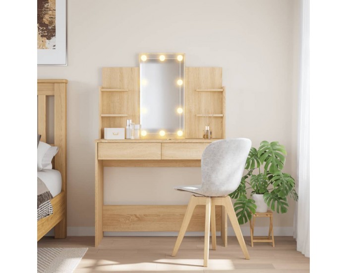 Sonata H Тоалетка с LED лампи, сонома дъб, 96x40x142 см