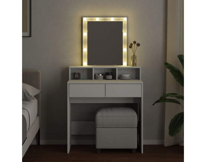 Sonata H Тоалетка с LED, бяла, 80x41x144,5 см