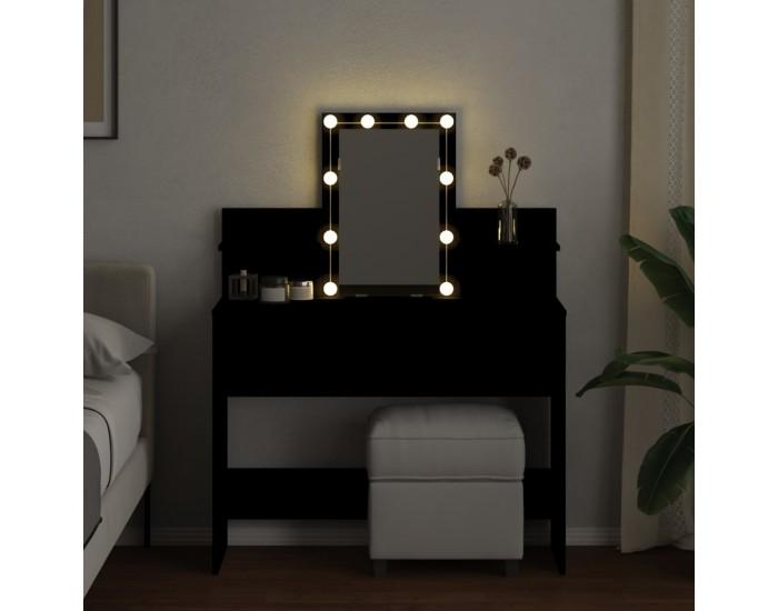 Sonata H Тоалетка с LED, черна, 100x40x130 см