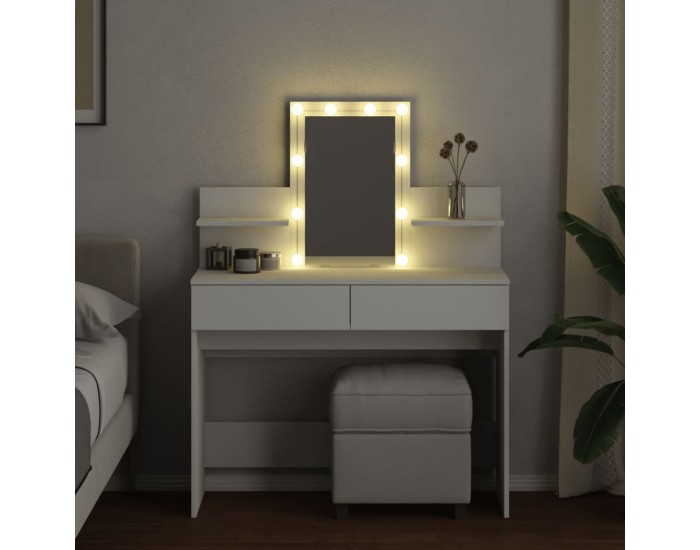 Sonata H Тоалетка с LED, бяла, 100x40x130 см