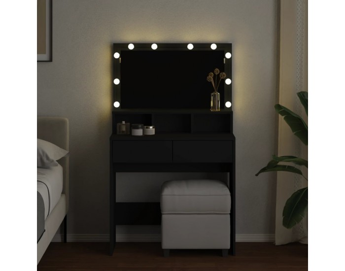 Sonata H Тоалетка с LED, черна, 80x41x134,5 см