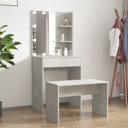Sonata H Комплект тоалетка с LED, бетонно сива, инженерно дърво - Măsuțe de toaletă și oglinzi