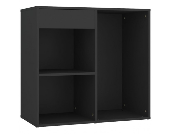 Sonata H LED тоалетка с шкафове, черна, инженерно дърво