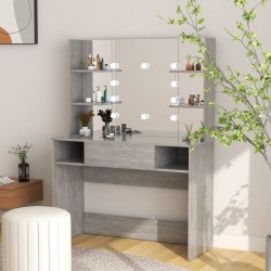Sonata H Тоалетка с LED лампи, 100x40x135 см, МДФ, бетонно сиво - Măsuțe de toaletă și oglinzi