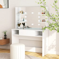Sonata H Тоалетка с LED лампи, 100x40x135 см, МДФ, бяла - Măsuțe de toaletă și oglinzi