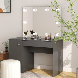 Sonata H Тоалетка с LED лампи, 110x55x145 см, МДФ, сива - Măsuțe de toaletă și oglinzi
