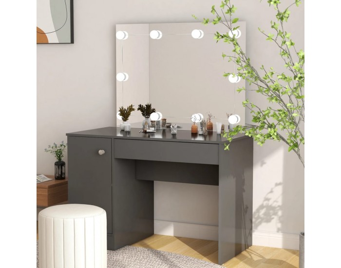 Sonata H Тоалетка с LED лампи, 110x55x145 см, МДФ, сива