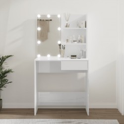 Sonata H Тоалетка с LED, бял гланц, 74,5x40x141 см - Măsuțe de toaletă și oglinzi