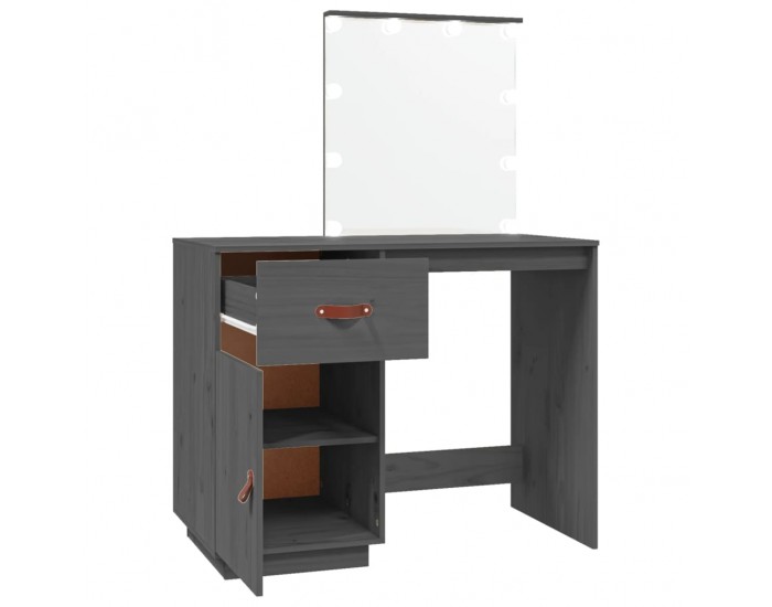 Sonata H Тоалетка с LED, сива, 95x50x133,5 см, борово дърво масив