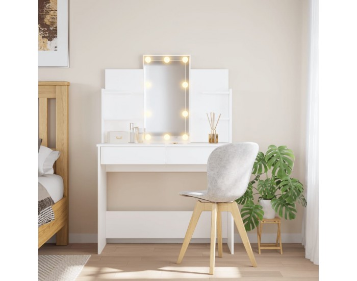 Sonata H Тоалетка с LED лампи, бяла, 96x40x142 см
