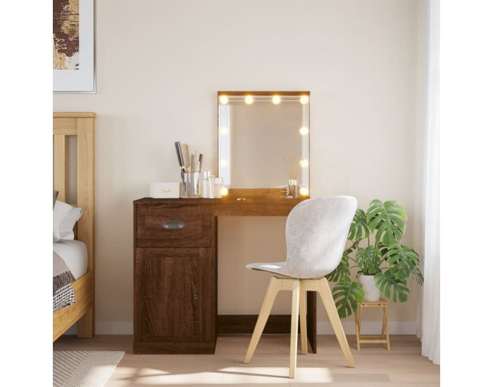 Sonata H Тоалетка с LED лампи, кафяв дъб, 90x42x132,5 см