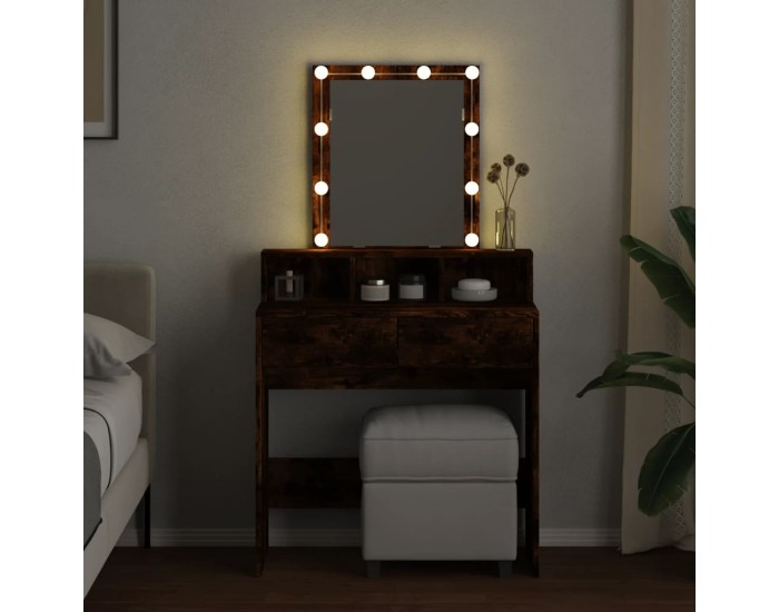 Sonata H Тоалетка с LED, опушен дъб, 80x41x144,5 см