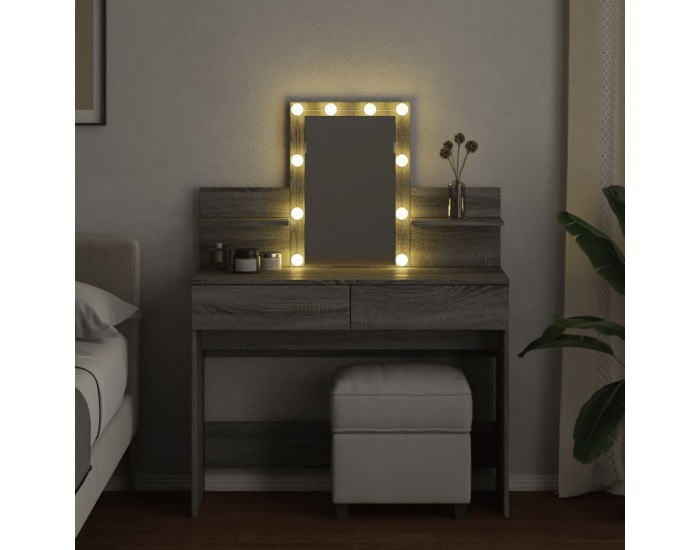 Sonata H Тоалетка с LED, сив сонома, 100x40x130 см