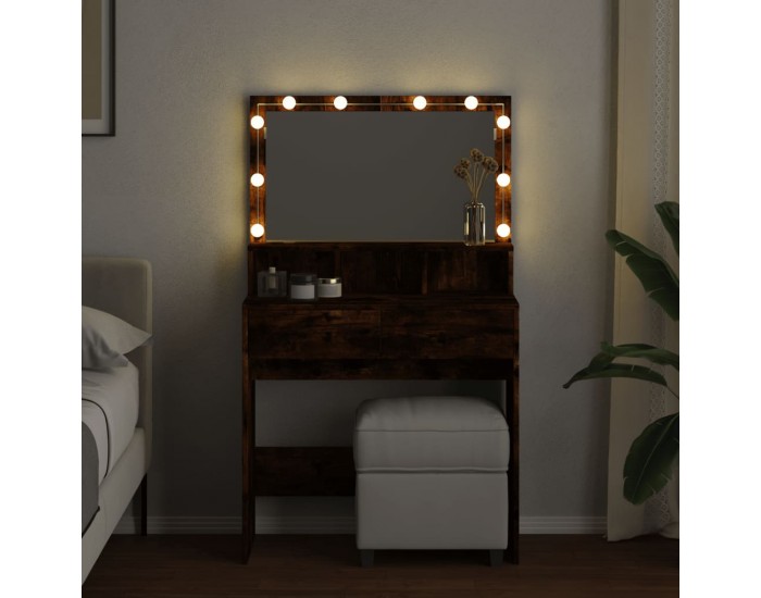 Sonata H Тоалетка с LED, опушен дъб, 80x41x134,5 см