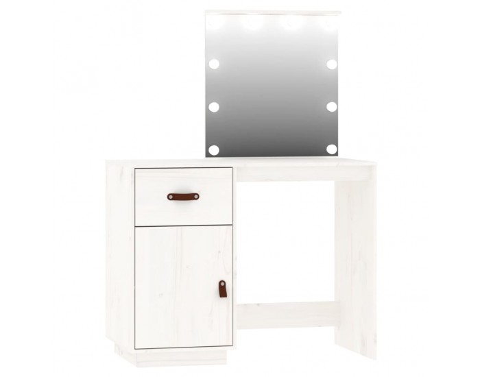 Sonata H Комплект тоалетка с LED, бяла, борово дърво масив