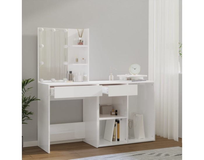 Sonata H LED тоалетка с шкаф, бяла, инженерно дърво