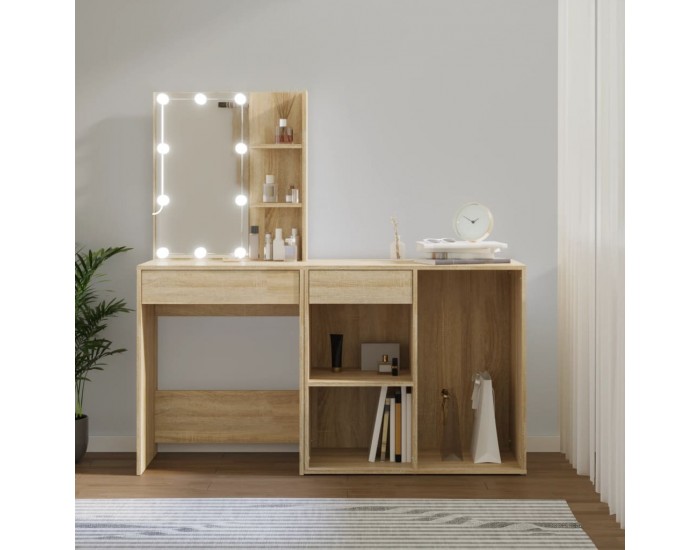 Sonata H LED тоалетка с шкаф, дъб сонома, инженерно дърво