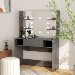 Sonata H Тоалетка с LED лампи, 100x40x135 см, МДФ, сияйно сиво - Măsuțe de toaletă și oglinzi