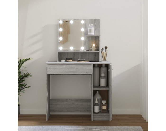 Sonata H Тоалетка с LED, сив сонома, 86,5x35x136 см