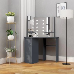Sonata H Ъглова тоалетка с LED, сива, 111x54x141,5 см - Măsuțe de toaletă și oglinzi