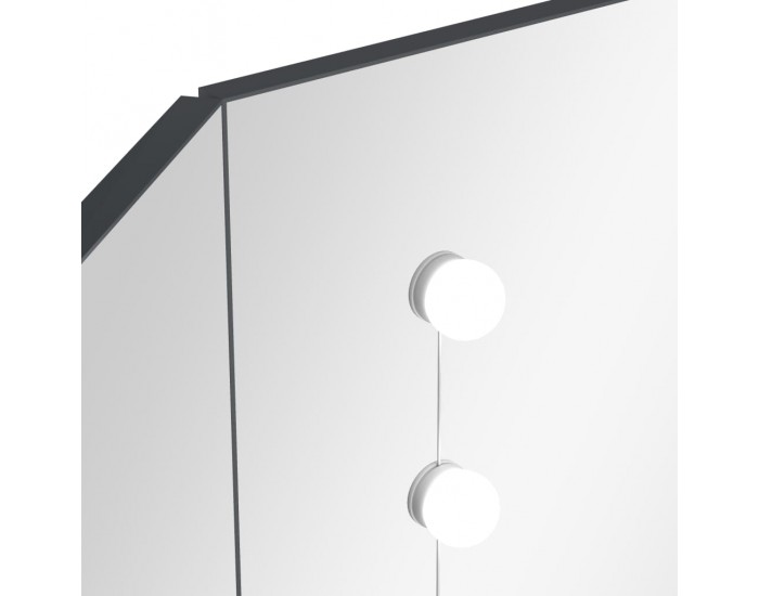 Sonata H Ъглова тоалетка с LED, сива, 111x54x141,5 см