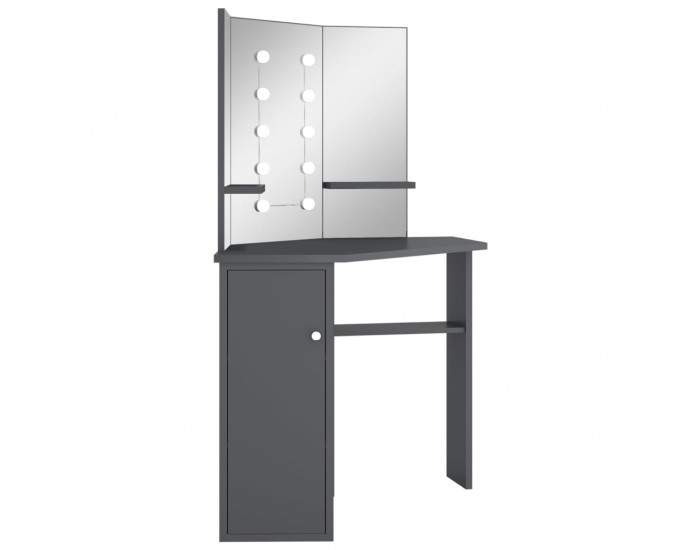 Sonata H Ъглова тоалетка с LED, сива, 111x54x141,5 см