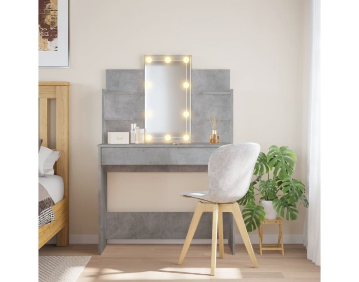 Sonata H Тоалетка с LED светлини, бетонно сива, 96x40x142 см