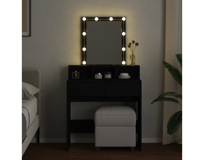 Sonata H Тоалетка с LED, черна, 80x41x144,5 см