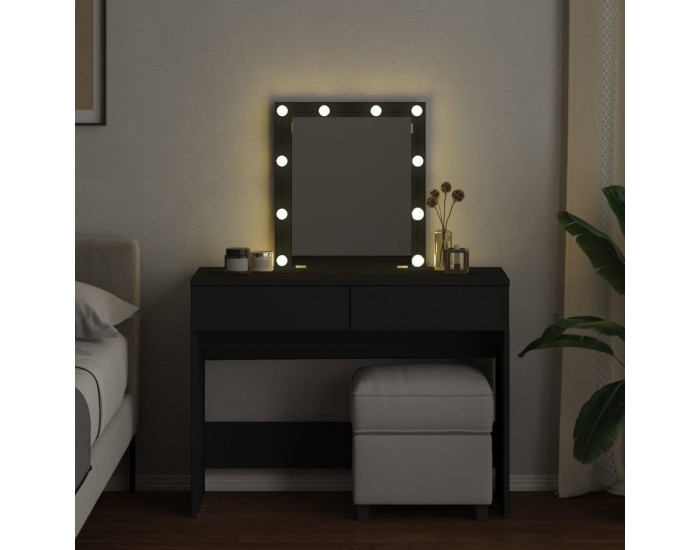 Sonata H Тоалетка с LED, черна, 100x40x130 см
