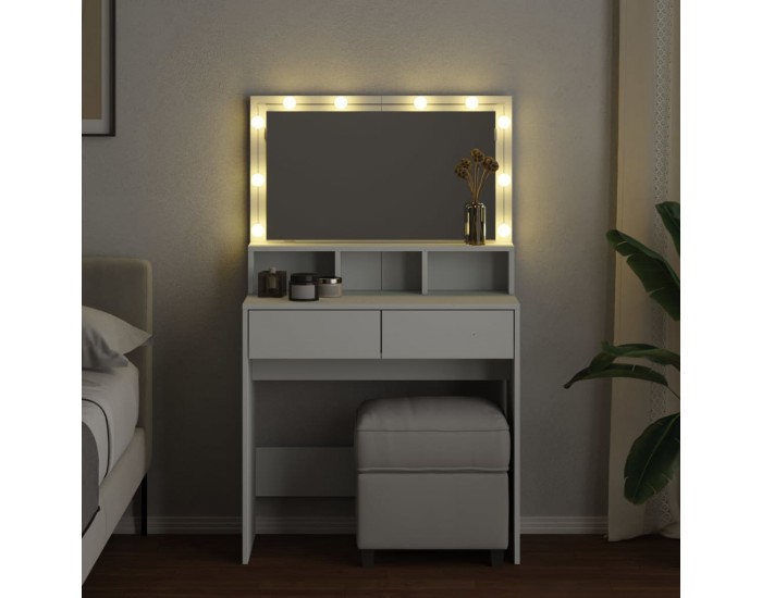 Sonata H Тоалетка с LED, бяла, 80x41x134,5 см