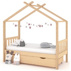 Sonata H Рамка за детско легло с чекмедже, борово дърво масив, 80x160 см - Paturi pentru copii