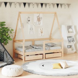 Sonata H Рамка за детско легло с чекмеджета, 70x140 см, бор масив - Paturi pentru copii